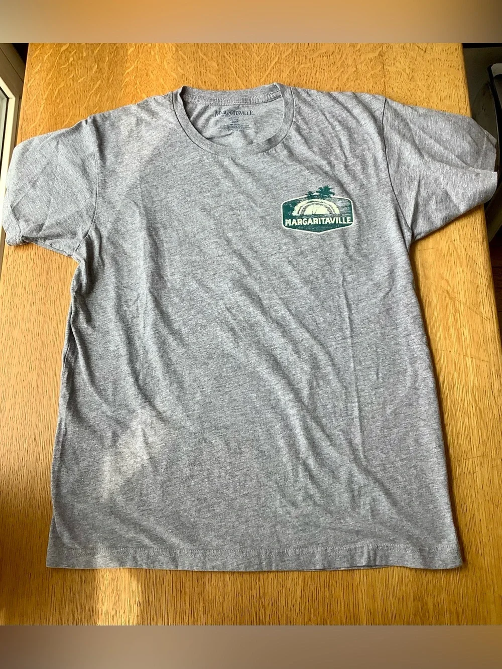 Margaritaville Heather Gray Short Sleeve Crew Tee with Green Chest Logo